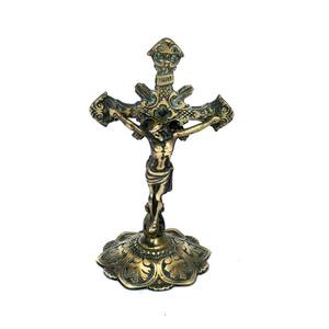 Crucifijo de Latón Macizo Vintage, Cruz de Altar de Iglesia Independiente, Regalo de Navidad, Material Metálico - Product Image 1