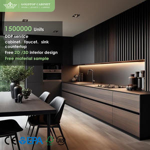 Goldtop Fabricación personalizada Alta calidad Ecológico Modular Cocina Isla Mesa Madera maciza Armarios de cocina modernos Grifo - Product Image 1