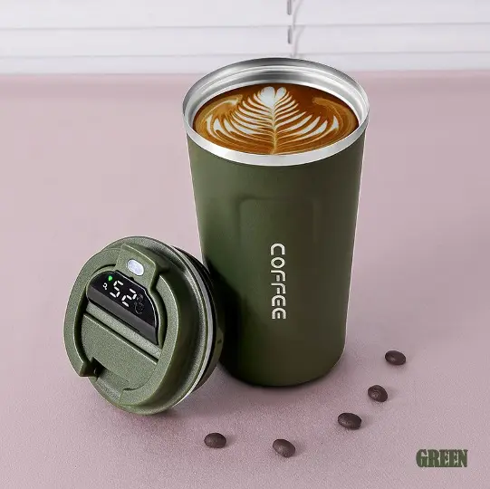 Custom Logo 2023 New Design 380ml 510ml Smart Led Temperature Display Stainless Steel Vacuum Coffee Cup Insulated Thermal Mug
