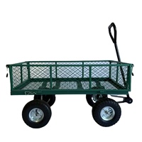 Chariot de jardin pliable en métal à quatre roues, personnalisable OEM, capacité de charge 300 kg, pour outils de jardinage et de pelouse