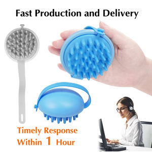 Masajeador de cabeza corporal de etiqueta privada, cepillo de masaje para el cuero cabelludo, cómodo cepillo de baño de silicona para frotar - Product Image 5