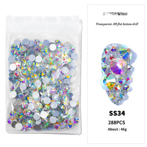 1440 Piezas de Cristales de Vidrio Transparentes AB SS3-SS16, Parte Posterior Plana, Sin Fijación en Caliente, Cristales Redondos para Decoración de Uñas - Product Image 6