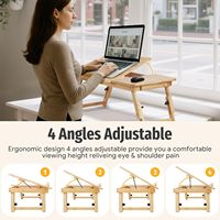 Bureau en bambou pour ordinateur portable avec support réglable pour ordinateur portable Support de moniteur d'ordinateur pour meubles de maison Chambre à coucher Support pliable pour ordinateur portable