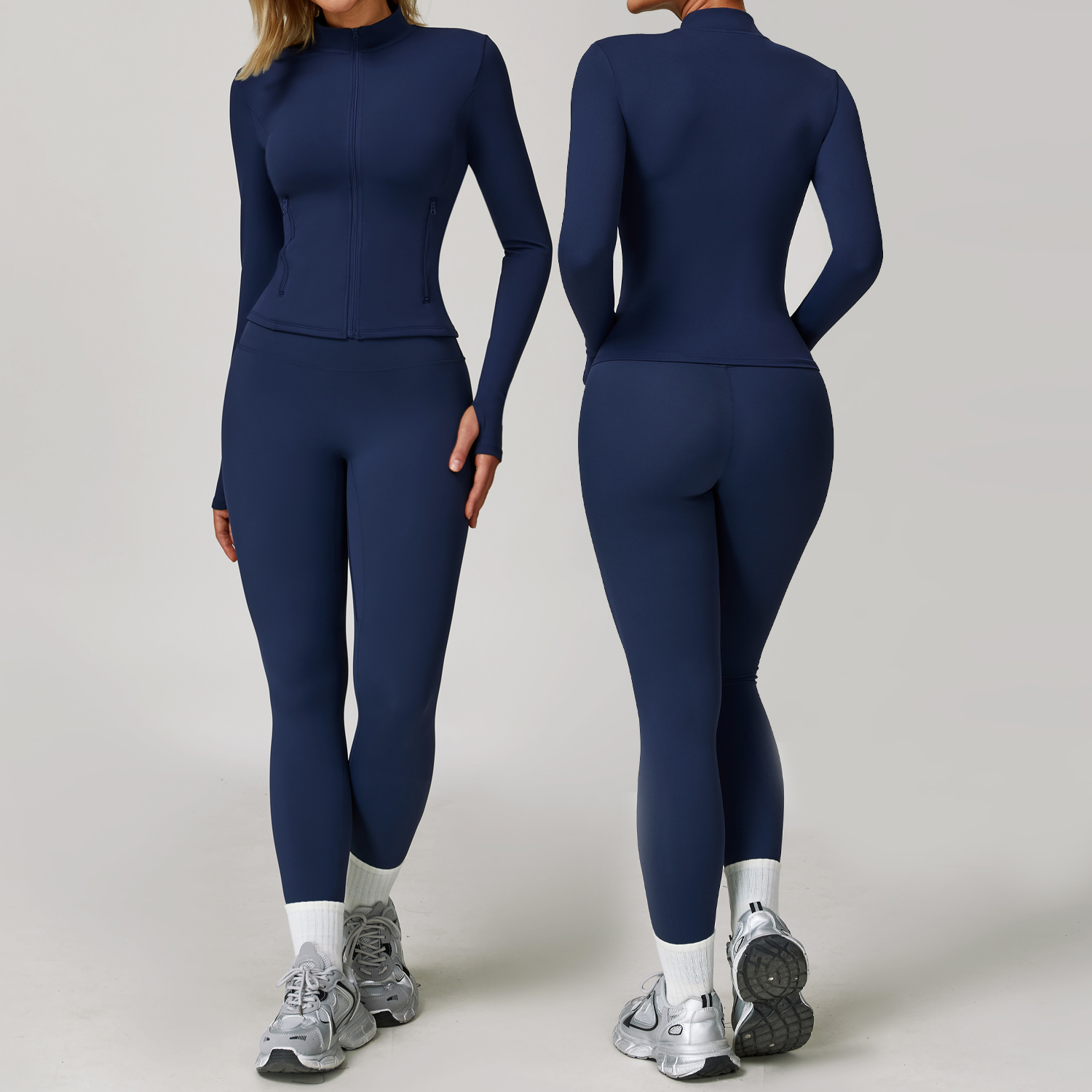 Quick-Drying Fitness Yoga Two-Piece Set Brushed Long Sleeve Coat and Trouser for Outdoor Running Sports Sports Suit
