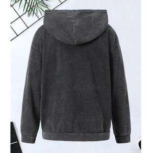 Sudadera con Capucha Personalizada para Hombre, Hecha de 100% Algodón Puro, Estilo Retro de Alta Calidad con Lavado Ácido, Cierre Completo, Ropa Deportiva Gruesa - Product Image 5