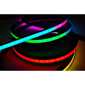 Addressable pixel coloured tira full black neon RGB WS2811 5m DC24v 60 leds/m smd 5050 RGB neon led flexible strips lights
