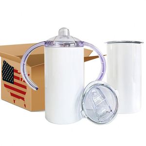 Bouteille d'eau isotherme en acier inoxydable de 12 oz pour enfants, avec paille, double isolation, vierge pour sublimation, format skinny, avec bec verseur - Product Image 1