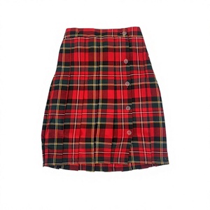 Minigonna a pieghe a quadri per ragazze, stile uniforme scolastica casual, <span class=keywords><strong>gonna</strong></span> alla moda per bambini con motivo a quadretti rosso e nero - Product Image 2