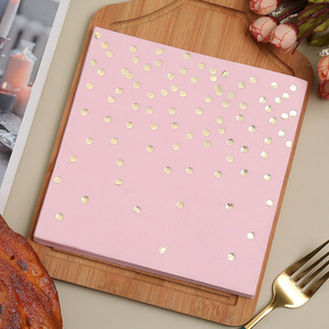 Pink Gold Polka Dot Paper Napkins 330mm Disposable For Wedding Party - Product Image 4