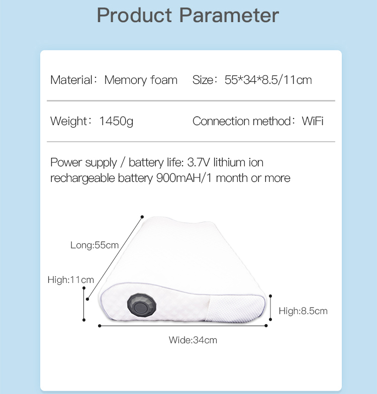 RSH Smart Unique easy sleep WiFi Tuya App Control Smart Heating ble pillow speaker Smart Sleeping monitoring pillow