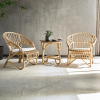 Chaises de loisirs nordiques en rotin et bambou naturel tressé, trois pièces, avec dossier, pour la maison et le balcon - Origine Chine, 1 place