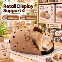 Lit-griffoir en feutre pour chat, en forme de pantoufle, avec tapis à griffer en sisal, détachable, pour intérieur, vente en gros