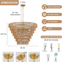 Luminaire suspendu en corde tressée multi-couches fait main pour salon, salle à manger, décoration bohème, lustre de luxe pour salon