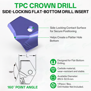 Lame de perçage interchangeable TPC & TPD, insert de couronne de perçage, pointes de perçage en carbure à verrouillage latéral pour outil de perçage de trous métalliques CNC - Product Image 3
