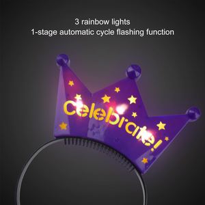 Custom Logo LED Crown Headband <b>3</b> LEDs Celebrate Cutout Glowing Hairband Non Slip Comb Teeth for Party Supplies Wholesale OEM - Product Image 5