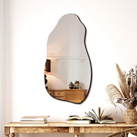 Personnalisé Moderne Pleine Longueur Sans Cadre Asymétrique Ondulé Verre Mur Miroir Argent Motif Design Chambre Salle De Bains Usage Décoratif