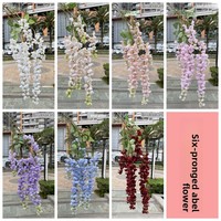 Fleur artificielle de glycine blanche à 6 branches dorées, fleurs suspendues pour décoration de mariage