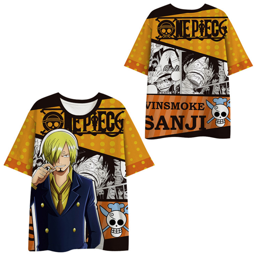 Maglietta One Piece Ufficiale, Unisex, Nera, Con Stampa Di Monkey D. Rufy, Zoro, Sanji, Nami E Usopp, 100% Cotone