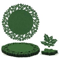 Ensemble de dessous-de-verre en feutre vert Holly, dessous-de-verre absorbants en feutre de laine pour Noël
