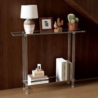 Table console pliable moderne de luxe en acrylique transparent à 2 niveaux pour hôtels et hôpitaux, montage facile, bureau