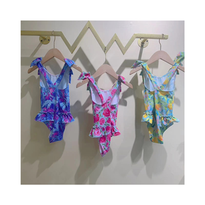 Toddler trẻ em bé cô gái Đồ bơi in một mảnh bơi cô gái ruffles áo tắm mùa hè áo liền quần tắm bơi phù hợp với - Product Image 2