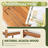 Ensemble de canapés de réception en bois d'acacia, 4 pièces, pour l'extérieur, adapté aux terrasses, aux balcons et aux cours.