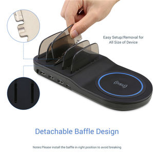 Station de charge multifonctions universelle <span class=keywords><strong>portable</strong></span> multi-USB personnalisée Station de charge rapide sans fil pour téléphone <span class=keywords><strong>portable</strong></span> intelligent 4 ports - Product Image 6