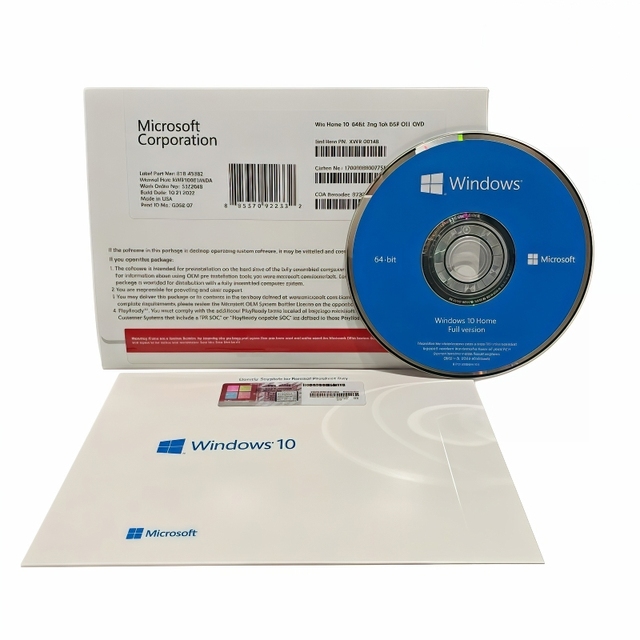 Windows 10 Home DVD Full Version with Coa Sticker Online Activation 12-Month Warranty High Quality OEM Key License Free Shipping