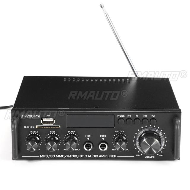 HIFI Power Amplifier 2.0 Channel Digital bluetooth Audio Amplifie 12V 240V Support bluetooth USB SD Radio With Remote Control EU