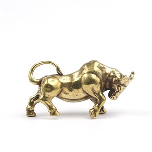 Llavero de latón retro con figura de toreo, colgante de metal de cobre con animal del zodiaco, toro, para coche, joyería, abalorios - Product Image 6