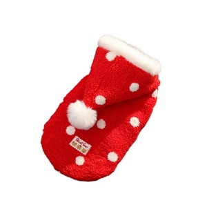 Weiwang Red Polka Dot Hooded Jacket Fleece Lining Thickened Pet Dog <b>Cat</b> Winter Clothing Autumn Winter Apparel - Product Image 5