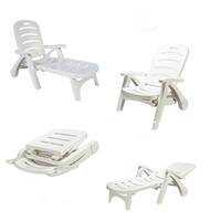 Chaise longue portable blanche moulée pour lit de plage extérieur pliable Garden Villa Pool Hotel Chaise longue en plastique