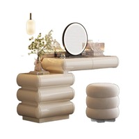 Table de toilette minimaliste en bois massif avec miroir intégré, table de chevet et commodes à tiroirs – Conception durable et écologique – Vente en gros OEM personnalisée