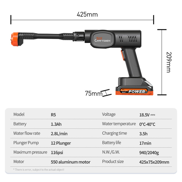 Popular Design Robot Car Washer 2.7L Car Wash 130psi Wireless Portable High Pressure Car Washer Sprayer