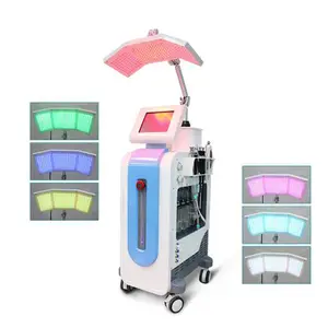 7 trong 1 oxy phun nước hydradermabrasion máy trên khuôn mặt với PDT LED liệu pháp ánh sáng để điều trị mụn trứng cá