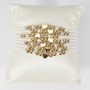 Fashion <b>Beaded</b> <b>Bracelets</b> Heart Shape Gold Plated Multi Layer Elastic Unisex Jewelry Bohemia Style Made In China - Product Image 4