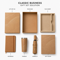 Coffret Cadeau d'Entreprise Personnalisé 2027 avec Couvercle et Base, Carnet, Gobelet Isotherme, Parapluie Pliant, Emballage avec Logo OEM