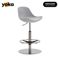 Tabouret de bar moderne réglable et pivotant avec dossier ergonomique et base chromée pour îlot de cuisine, bar à domicile, salle à manger, école, hôpital