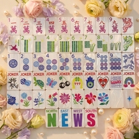 Jeu de Mahjong Américain de Luxe Premium avec Tuiles Perlées Peintes à la Main, Motifs Floraux, Dragon, Dessins Animés, Joker – Nouveauté, Jeu de Loisirs, Cadeau