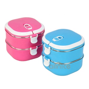 Stainless Steel Bento Lunch Box For Kids Thermal Food Container Food Box Lunch Box Pink Blue Square Shape With A Gift Spoon