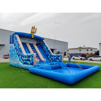 Toboggan aquatique gonflable géant Ocean Trident à double piste, texture ondulée, toboggan aquatique géant pour piscine, pour adultes et enfants, location commerciale