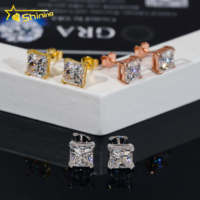 Fabrikpreis GRA-Zertifizierte Moissanit-Diamant-Ohrringe für Damen 925 Massivsilber Solitär Princess-Cut Diamant-Ohrstecker
