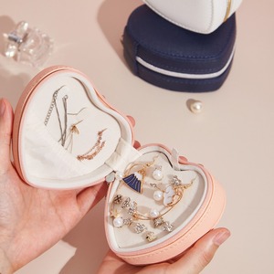 Custom <b>Heart</b>-<b>Shaped</b> Storage <b>Box</b> Waterproof Velvet PU Leather Zipper Closure Earring Organizer Cute Girls Ring <b>Box</b> Jewelry <b>Box</b> - Product Image 1