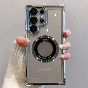 Funda magnética para teléfono <span class=keywords><strong>Samsung</strong></span> S25Ultra, A55 con airbag, electrochapada, transparente, S24+ con lupa, S23, funda protectora - Product Image 5