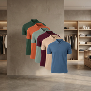Camisetas Polo de Punto de Manga Corta para Hombre, Color Sólido, Corte Regular Informal, Diseño con Botones - Product Image 3