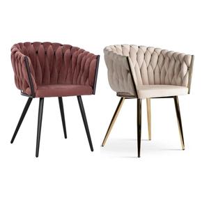 Muebles de comedor tejidos para interiores de fábrica, sillón cómodo, silla <span class=keywords><strong>con</strong></span> forro de terciopelo <span class=keywords><strong>con</strong></span> patas de metal - Product Image 6