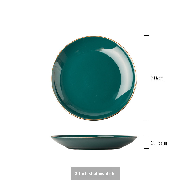 Plato hondo de 8 pulgadas, color verde pavo real.