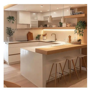 Mesa de Isla de diseño de gabinete moderno de lujo con gabinetes de cocina personalizados de almacenamiento - Product Image 2