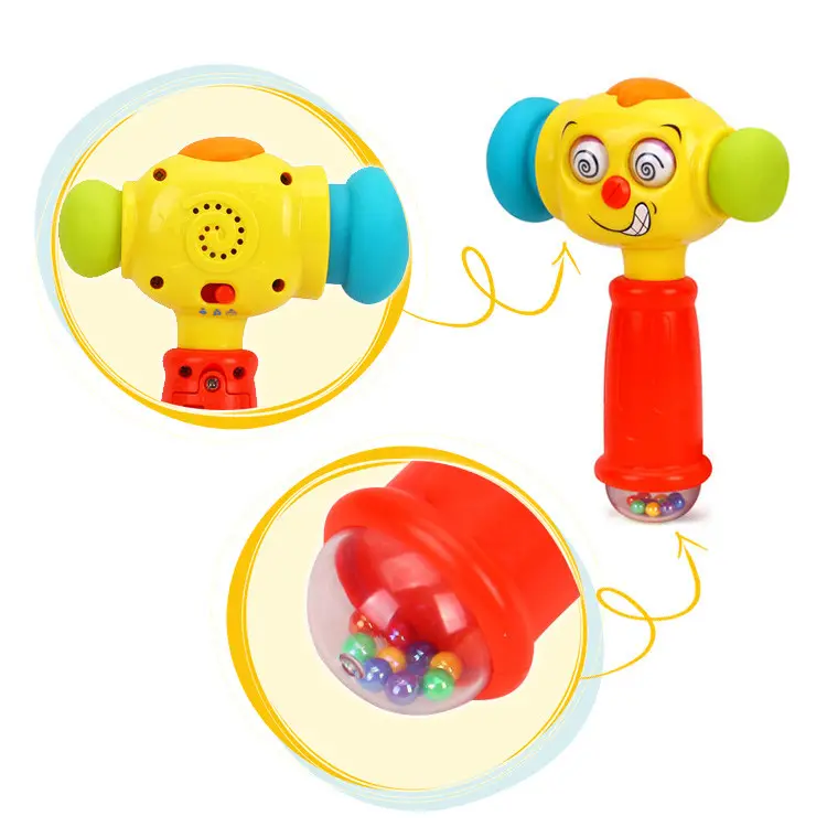 Jinming - Brinquedo de martelo musical de plástico para bebês, brinquedo engraçado de desenho animado de alta qualidade com luz