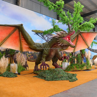 Modèle de dragon animatronique réaliste grandeur nature, dragon robotique géant crachant du feu pour la décoration des parcs d'attractions
